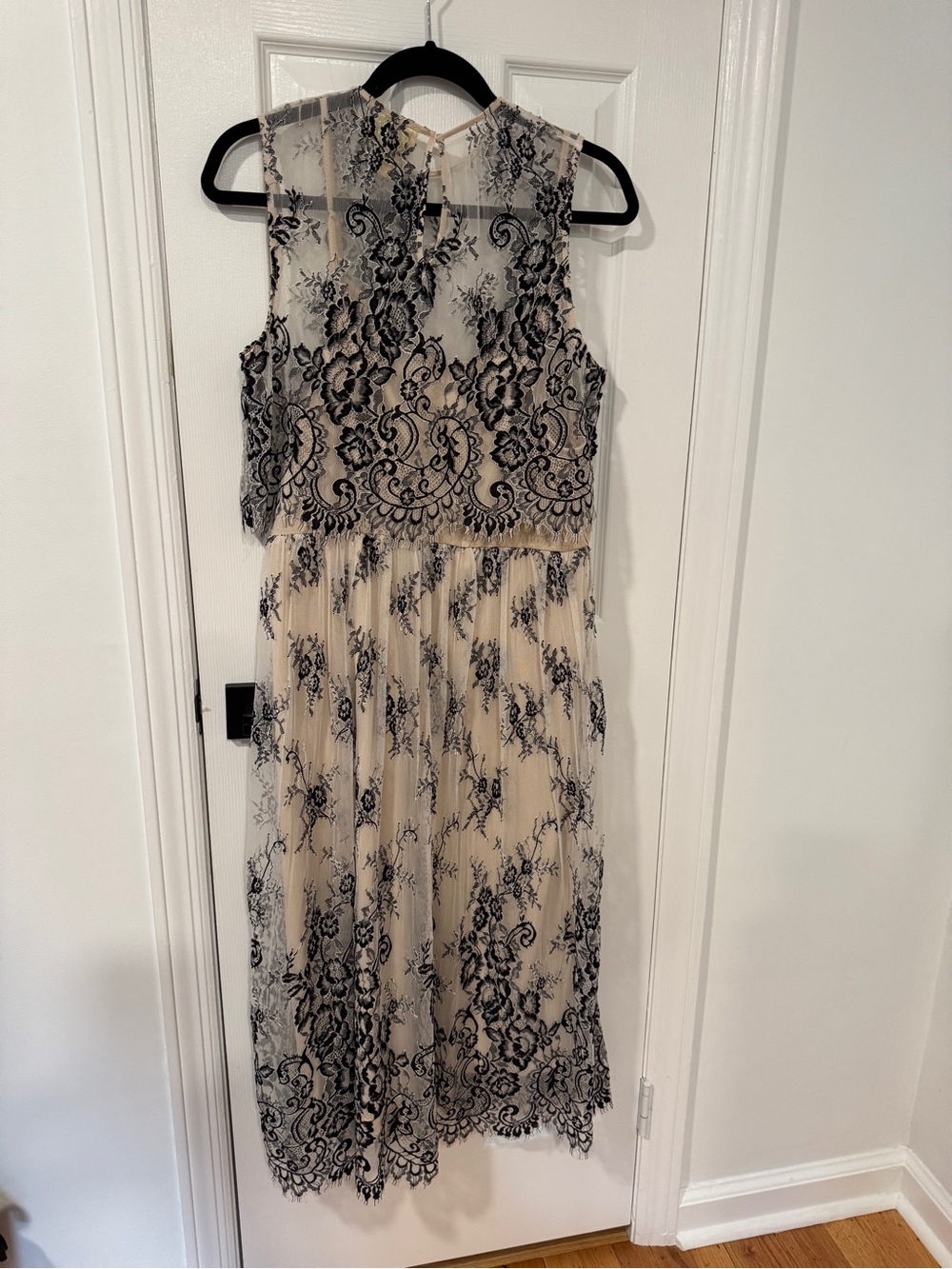 H&M Black Lace Overlay Midi Dress on Nude